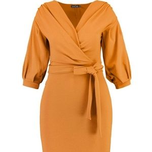 Plus Off The Shoulder Wrap Midi Dress